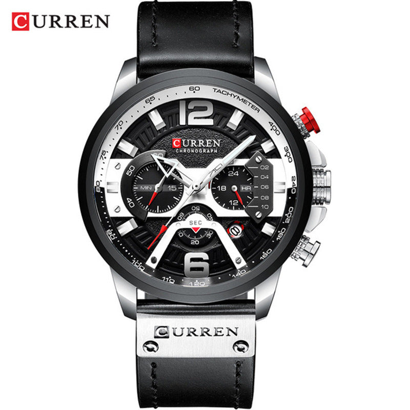 CURREN 8329 Trendy Men&#039;s Waterproof Watch Six-needle Multi-functional Fashion Large Dial Calendar Watch