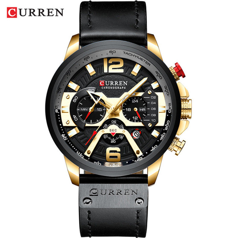 CURREN 8329 Trendy Men&#039;s Waterproof Watch Six-needle Multi-functional Fashion Large Dial Calendar Watch
