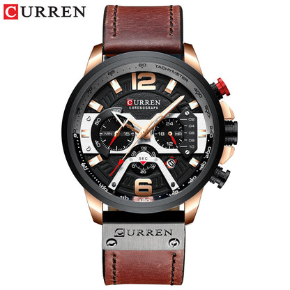 CURREN 8329 Trendy Men&#039;s Waterproof Watch Six-needle Multi-functional Fashion Large Dial Calendar Watch
